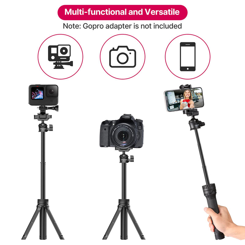  [AUSTRALIA] - Ulanzi MT-34 Extendable Pole Tripod Mini Tabletop Tripod Selfie Stick with 2 in 1 Phone Clamp, Travel Tripod for Phone 12 Canon G7X Mark III Sony ZV-1 RX100 VII A6600 Vloging Filmmaking Live Streaming
