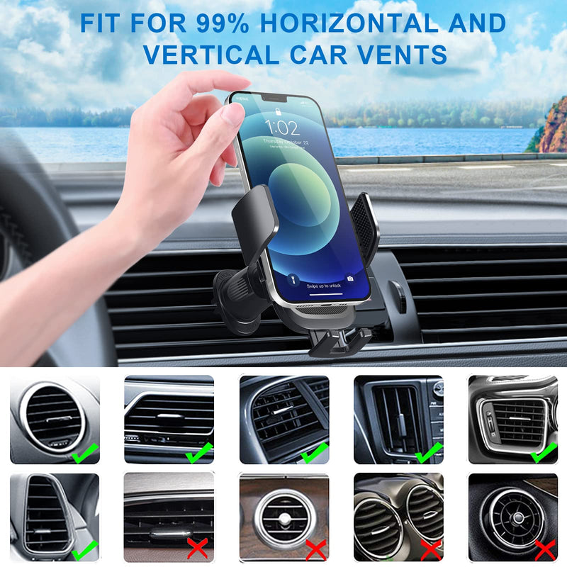  [AUSTRALIA] - Phone Mount for Car Vent, [Upgrade Steel Hook] Car Phone Holder Mount, Stable Air Vent Cell Phone Holder Universal Handsfree Car Cradle Compatible with iPhone 14/13/12 Pro Max/Samsung S22 All Phones