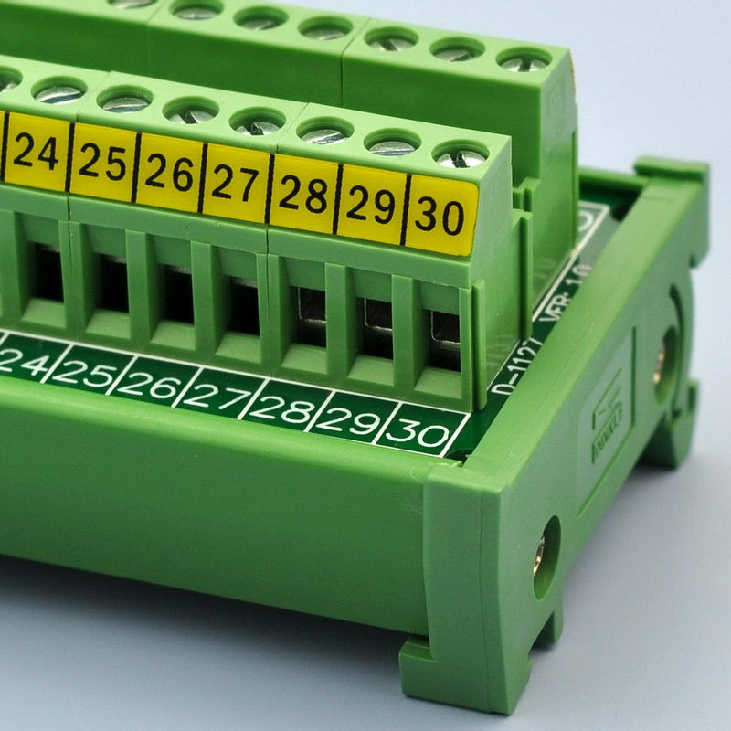  [AUSTRALIA] - Electronics-Salon DIN Rail Mount 30 Position 24A / 400V Screw Terminal Block Distribution Module.