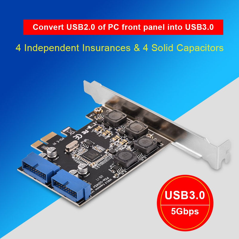  [AUSTRALIA] - Mini PCI E PCI Express USB 3.0 Expansion Card to Internal 2 Port 19Pin Header Fast 5Gbps PCI Express USB 3.0 Card Adapter with Low Profile for winXP , win7 win8 win8.1 win10