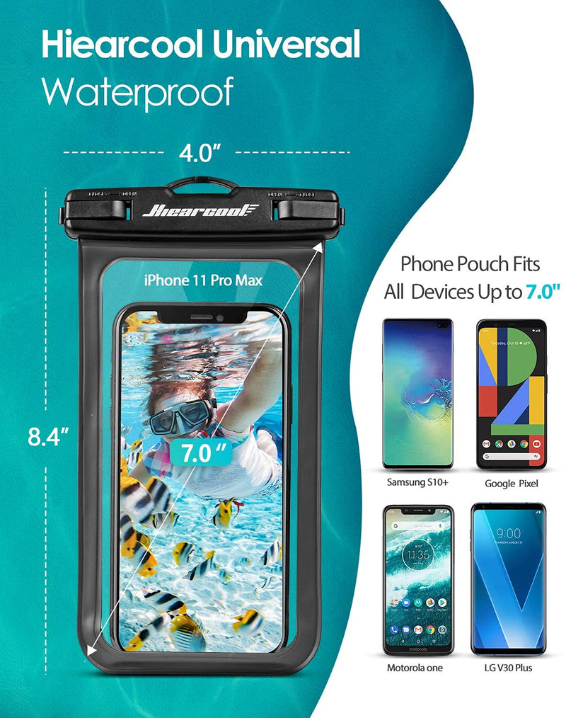  [AUSTRALIA] - Universal Waterproof Case,Waterproof Phone Pouch Compatible for iPhone 13 12 11 Pro Max XS Max XR X 8 7 Samsung Galaxy s10/s9 Google Pixel 2 HTC Up to 7.0", IPX8 Cellphone Dry Bag -2 Pack Black&Black