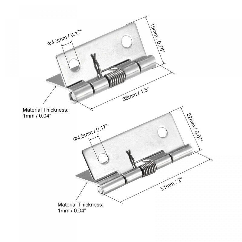  [AUSTRALIA] - uxcell Spring Loaded Hinges, 1.5" 2" 304 Stainless Steel Self Closing Hinge for Cabinet 1set