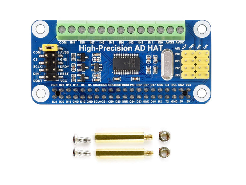  [AUSTRALIA] - Waveshare High-Precision AD HAT for Raspberry Pi with ADS1263 10-Ch 32-Bit ADC Compatible with Raspberry Pi Series and Jetson Nano