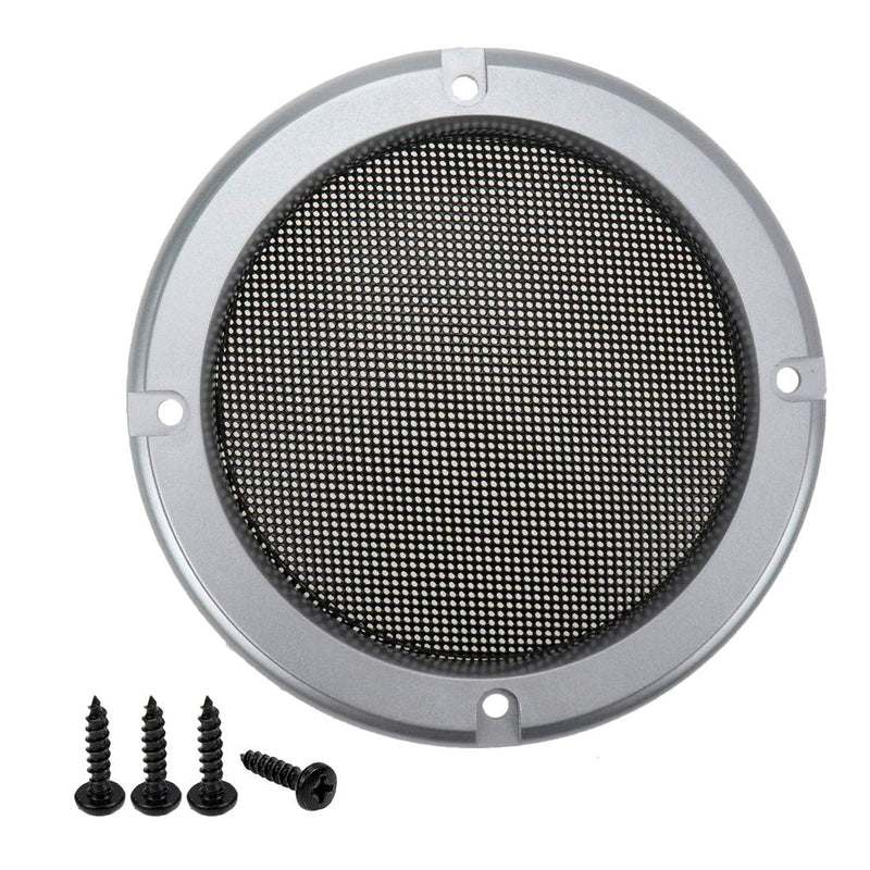  [AUSTRALIA] - Bitray 4 Inch Car Speaker Grill Cover Guard Protector with Black Mesh Speaker Silver Metal Decorative Circle with 8 Screws,2PCS