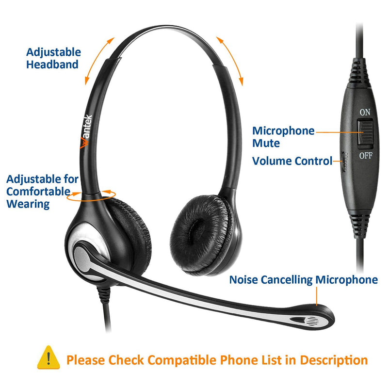  [AUSTRALIA] - Wantek Corded Telephone Headset w/Noise Canceling Mic + Quick Disconnect, Compatible with Avaya 1416 2410 9508 Aastra 6757i Allworx 9212 Plantronics S12 Mitel 5330 Digium Landline Deskphones(602QS1) Black