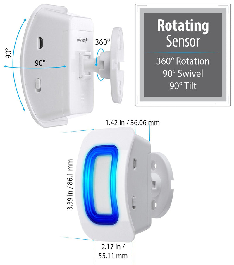  [AUSTRALIA] - Fosmon WaveLink 51005HOM Wireless Home Security Driveway Alarm, Motion Sensor Detect Alert, Store Door Entry Chime Doorbell (500 Feet, 58 Tunes, 5 Volume Levels, LED Indicators) 1 Motion Detector