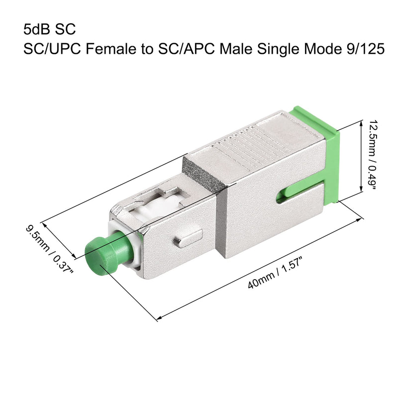  [AUSTRALIA] - uxcell 5dB SC Fiber Optic Attenuator, SC/UPC Female to SC Male Single Mode 9/125 Adapter Green