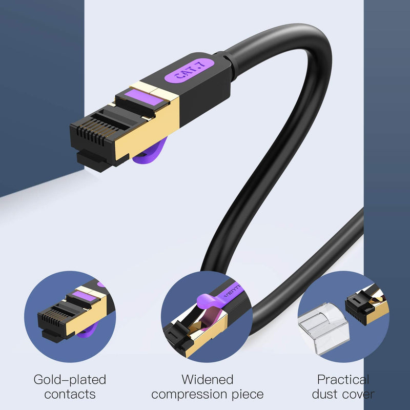  [AUSTRALIA] - VENTION Ethernet Cable 10ft, Cat7 LAN Cable,SFTP High Speed 10Gbps/600MHz Internet Cable (Cat7 Cable) with Gold Plated Plug RJ45 Connectors,Computer Network Cable for Router, Modem,PC,Laptop(10FT/3M)