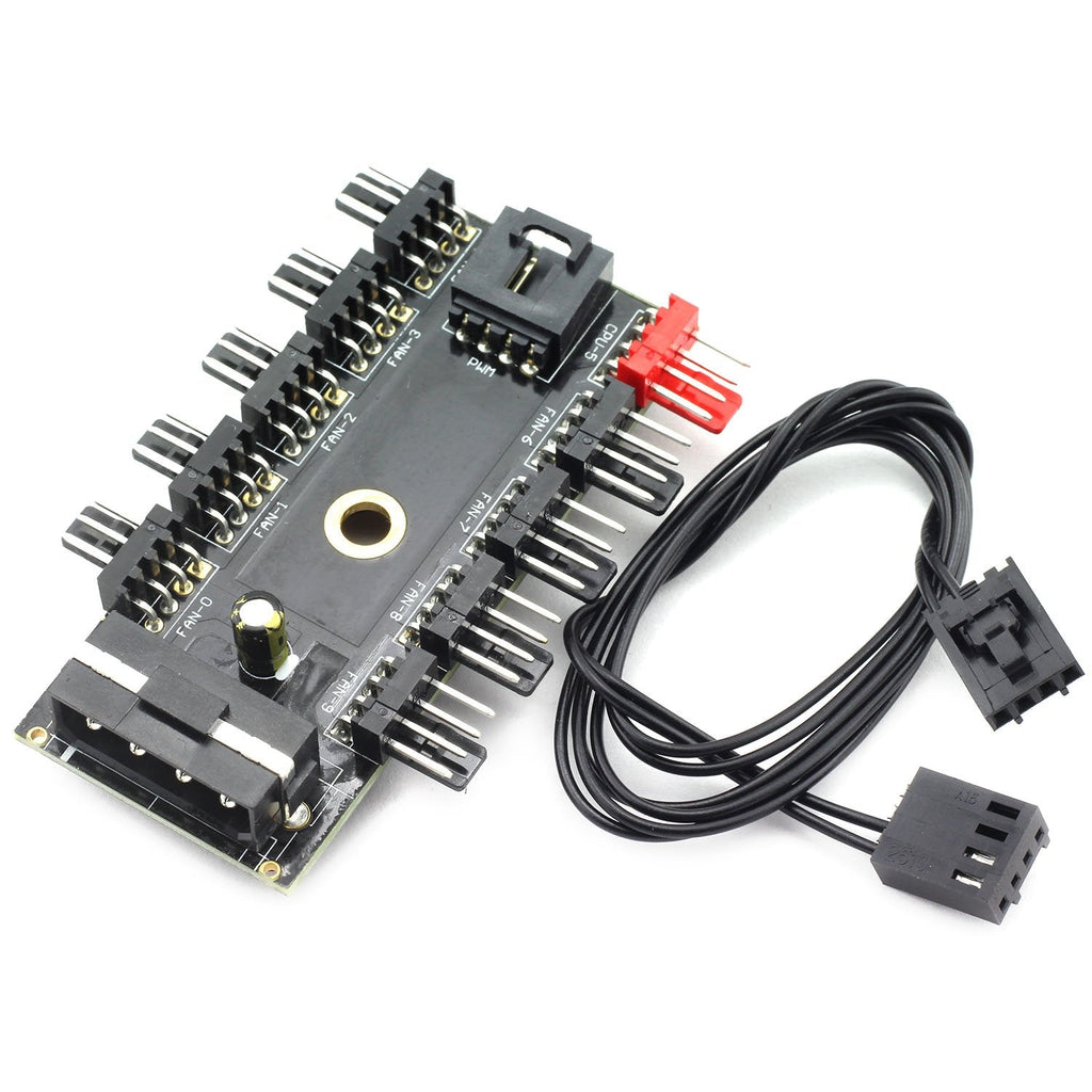  [AUSTRALIA] - ZRM&E 4Pin 12V PWM Fan Hub Speed Controller 4Pin IDE Molex 1 to 10 Way PC Cooling Fan PCB Adapter CPU Cooler Power Splitter Socket with PWM Connection Cable IDE Power