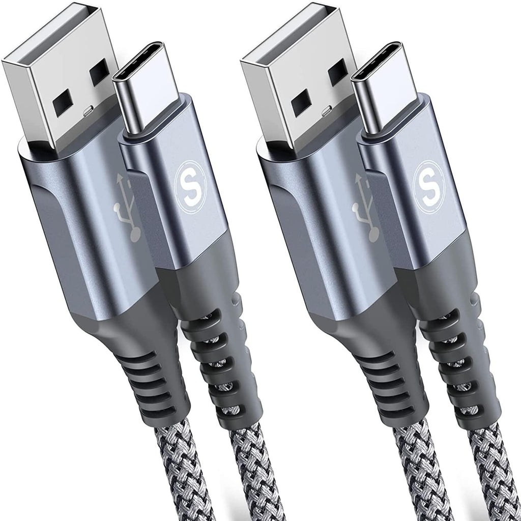  [AUSTRALIA] - sweguard USB C cable 3.1A [2 pieces 3m] fast charging, nylon type C charging cable for Samsung Galaxy S24 S23 S22 S21 S20 Plus/Ultra/FE, iPhone 15 Pro Max, Note20, A72 A71 A52 A51 A50, M31 M30s M20 3m+3m gray