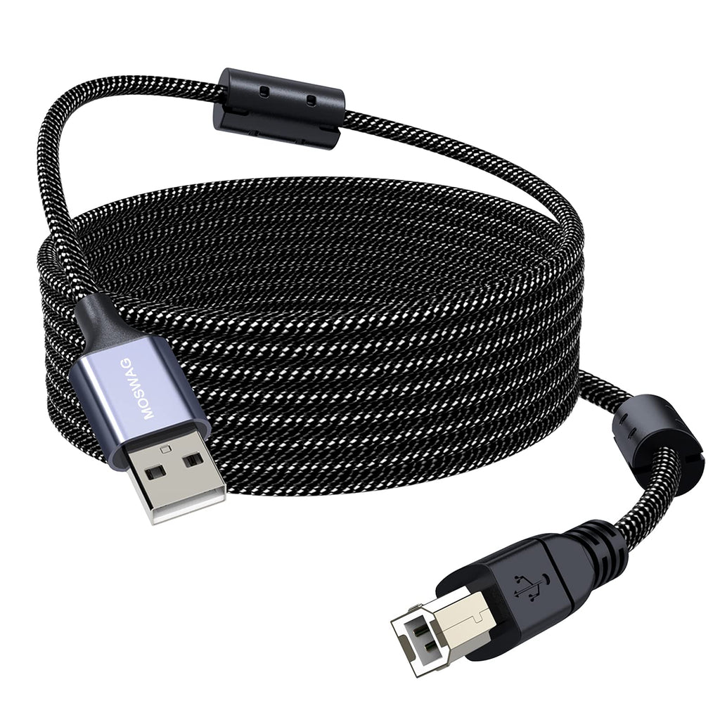  [AUSTRALIA] - MOSWAG Long Printer Cable 16.4FT/5M Scanner Cable USB Printer Cord USB Type A to Type B Scanner Cord High Speed Compatible with HP,Canon,Epson,Dell,Lexmark,Brother,Xerox,Samsung and More Black