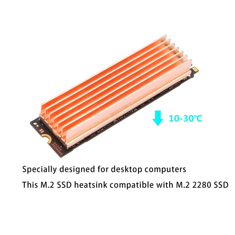 Awxlumv M.2 Heatsink Pure Copper NVMe M2 2280 SSD DIY 7 Fins Cooler for Desk Computer (1 Pcs) 1Pcs - LeoForward Australia