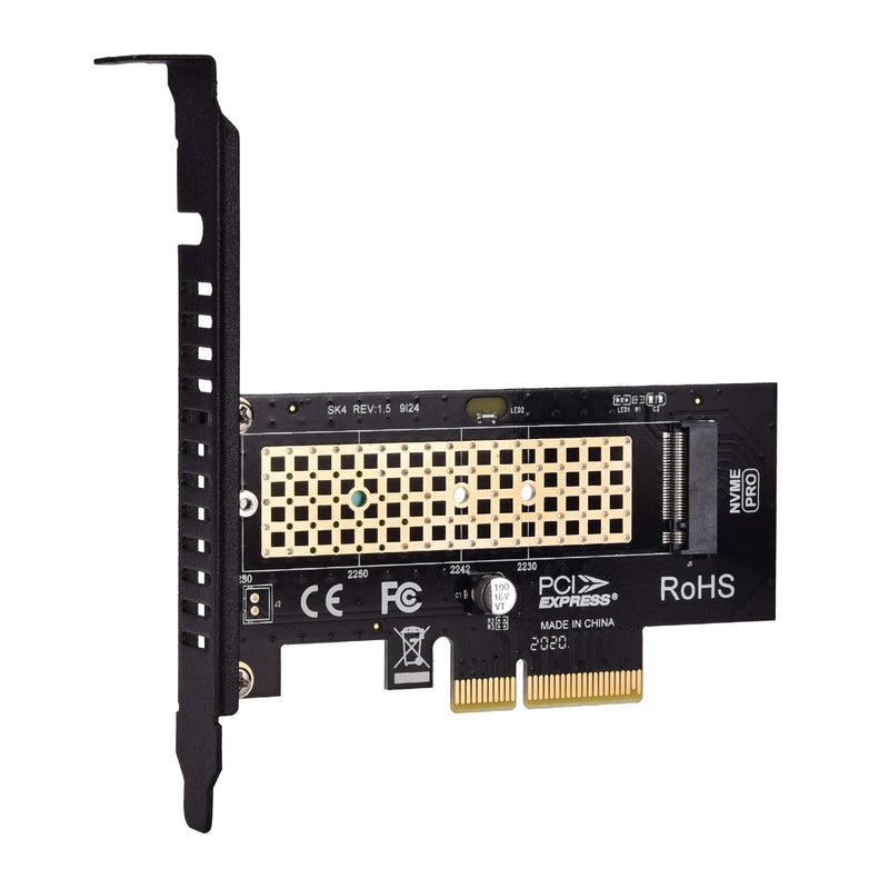  [AUSTRALIA] - M.2 NVME SSD to PCIe 4.0/3.0 x4 Adapter, M.2 2280 2260 2242 2230 SSD to PCIe 4.0/3.0 x4 Host Controller Adapter Card with Aluminum Heatsink for PC Desktop with Full Speed