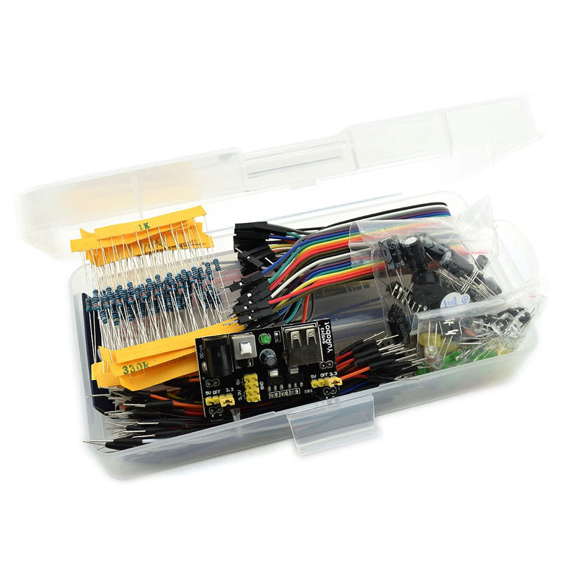  [AUSTRALIA] - HJ Garden Electronic Component Assorted Kit for Arduino, Raspberry Pi, STM32 etc. 830 Breadboard + Jumper + Power Module + Resistor + Capacitor + LED + Switch (Pack of 458pcs) E3 Kit