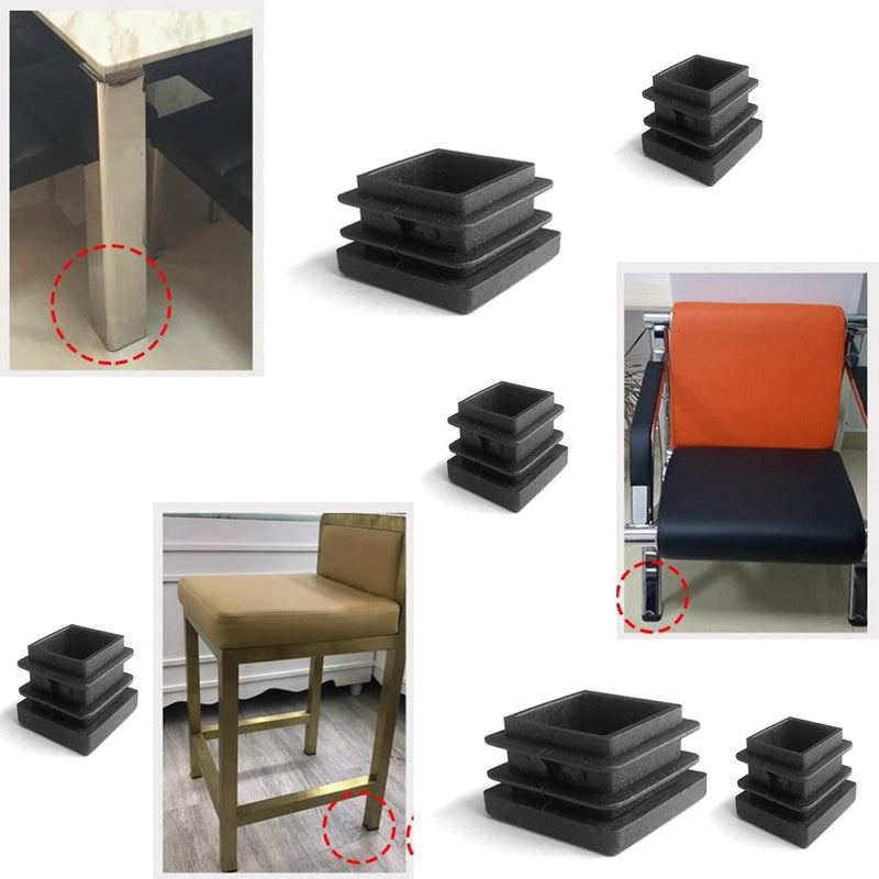 UoYu 20 Pcs Square Plastic Plug Black Furniture Chair Leg Foot Cover Cap Tubing Inserts End Cap (15x15mm/0.59''x0.59''),Black - LeoForward Australia