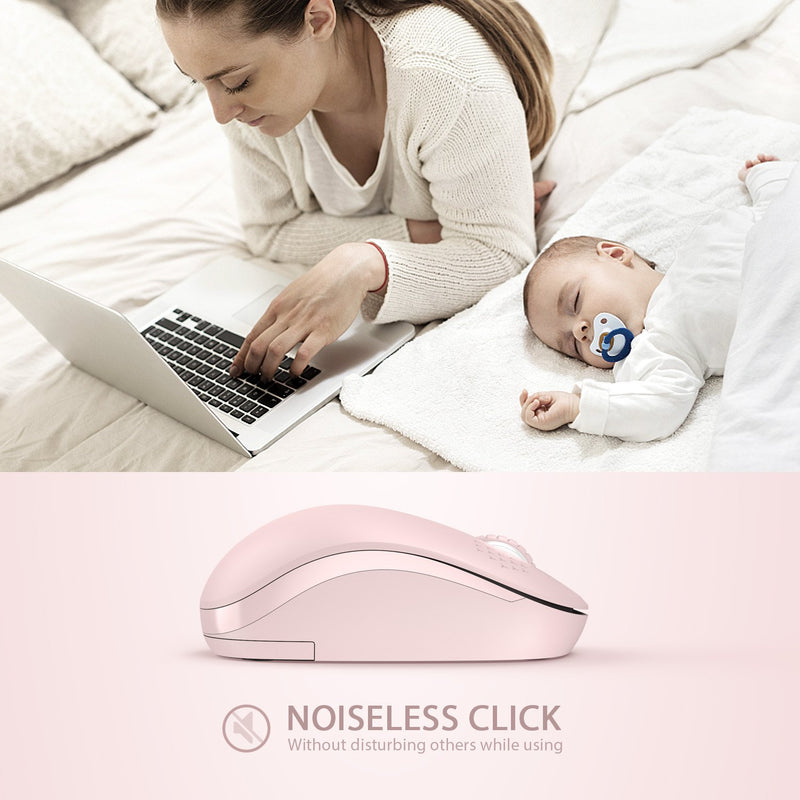 Wireless Mouse, 2.4G Noiseless Mouse with USB Receiver - seenda Portable Computer Mice for PC, Tablet, Laptop, Notebook with Windows System - Pink - LeoForward Australia