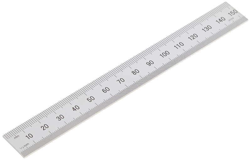  [AUSTRALIA] - Mitutoyo 182-105, Steel Rule, 6" X 150mm, (1/32, 1/64", 1mm, 1/2mm), 3/64" Thick X 3/4" Wide, Satin Chrome Finish Tempered Stainless Steel Original Version