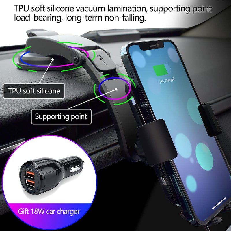  [AUSTRALIA] - JOYVEVA Wireless Car Charger, Fast Charging Auto Clamping Car Mount, Air Vent Dashboard Car Phone Holder for iPhone13 Series/12/11/X/XR/Pixel 6/Galaxy Note21 Ultra/S21(with QC3.0 Car Adapter)