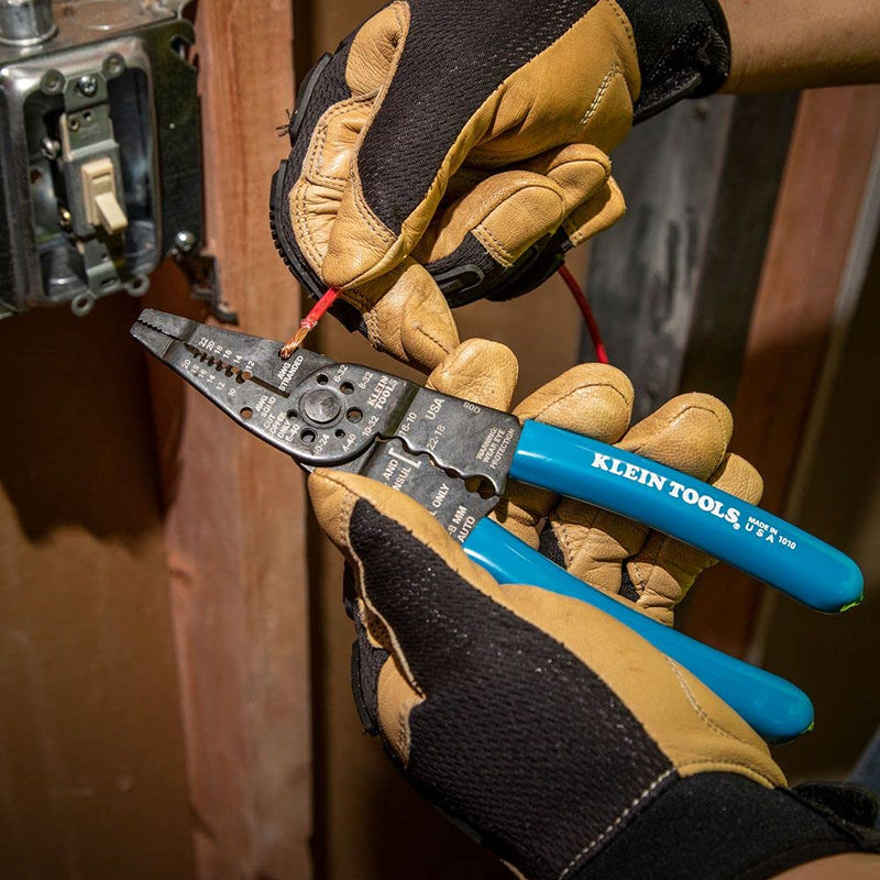  [AUSTRALIA] - Klein Tools 1010 Multi Tool Long Nose Wire Cutter, Wire Crimper, Stripper and Bolt Cutter Multi-Purpose Electrician Tool, 8-Inch Long