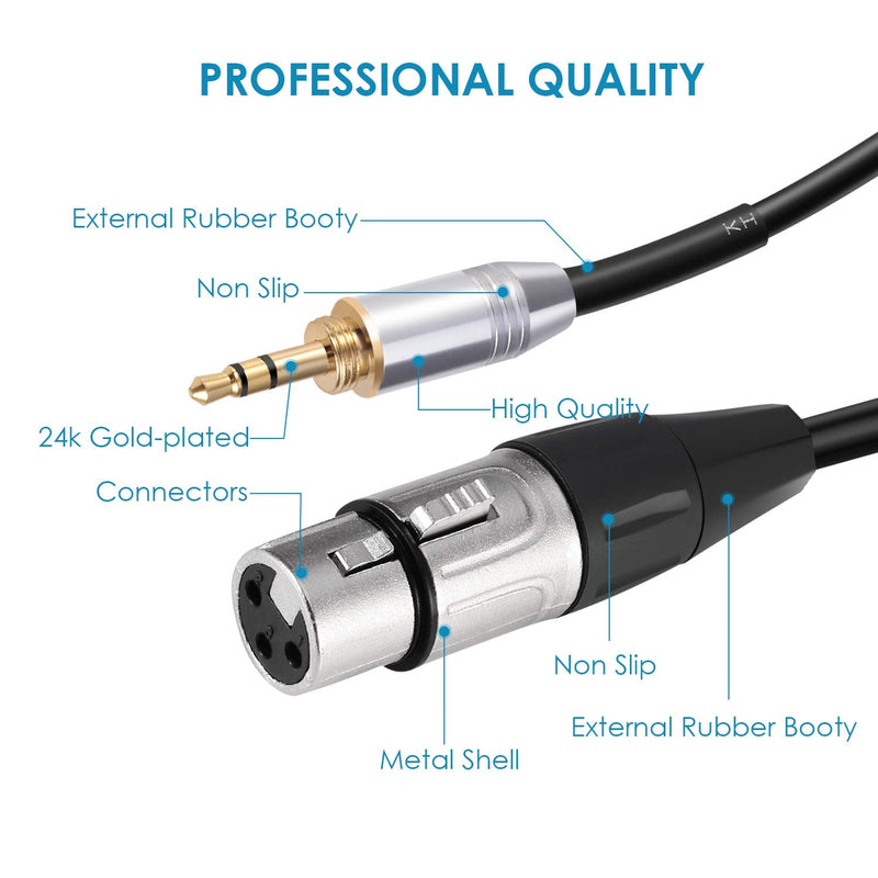  [AUSTRALIA] - Devinal XLR Female to 1/4 & 1/8 Inch TRS Microphone Cable, XLR Female to 6.35mm & 3.5mm Stereo Cord Screw-On Adapter, Quarter inch to Female XLR Patch Lead 1FT