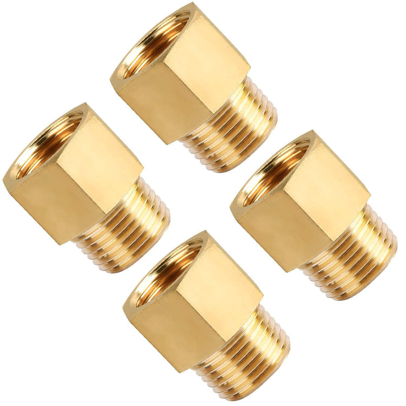  [AUSTRALIA] - SUNGATOR 4-Pack Brass Pipe Fitting, Reducer Adapter, 1/2" NPT Male Pipe x 1/2" NPT Female Pipe 1/2" Male x 1/2" Female