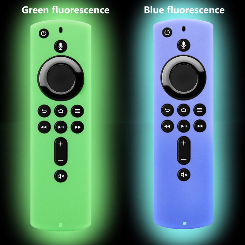 [2 Pack] Firestick Remote Cover Case (Glow in the Dark) Compatible with Fire TV Stick 4K Alexa Voice Remote Control (Green & Sky Blue) Sky Blue + Green - LeoForward Australia