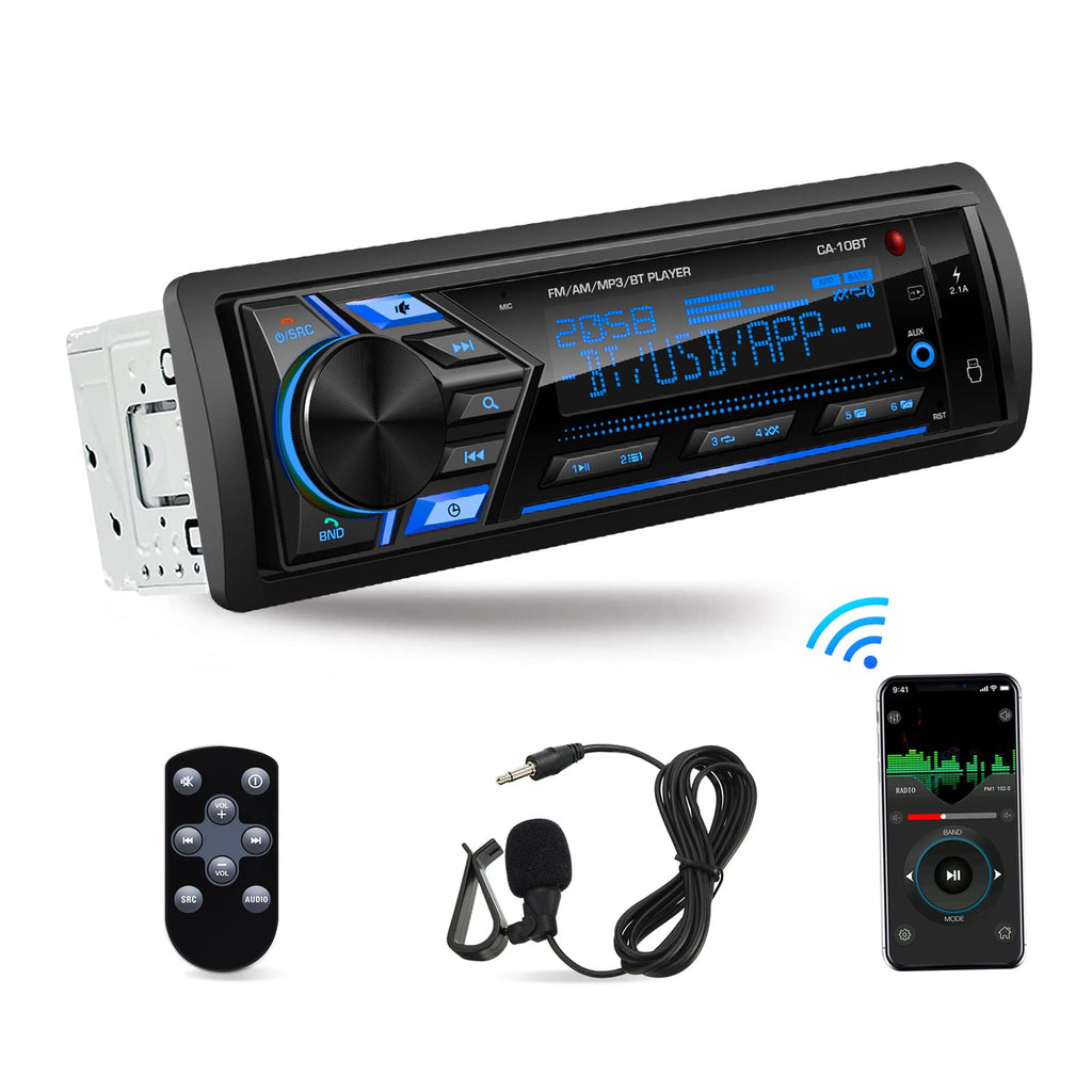  [AUSTRALIA] - Single Din Car Stereo Radio: Bluetooth Mechless Multimedia System | AM FM Radio Receiver | MP3 USB Aux-in | 7 RGB LCD Backlight | Built-in Mic | Wireless Remote | APP Control