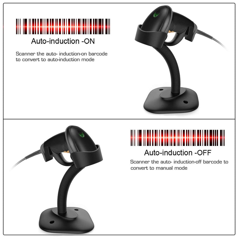  [AUSTRALIA] - Esup Barcode Scanner with Stand USB Barcode Scanner Wired Handheld Laser Barcode Reader with Adjustable Stand