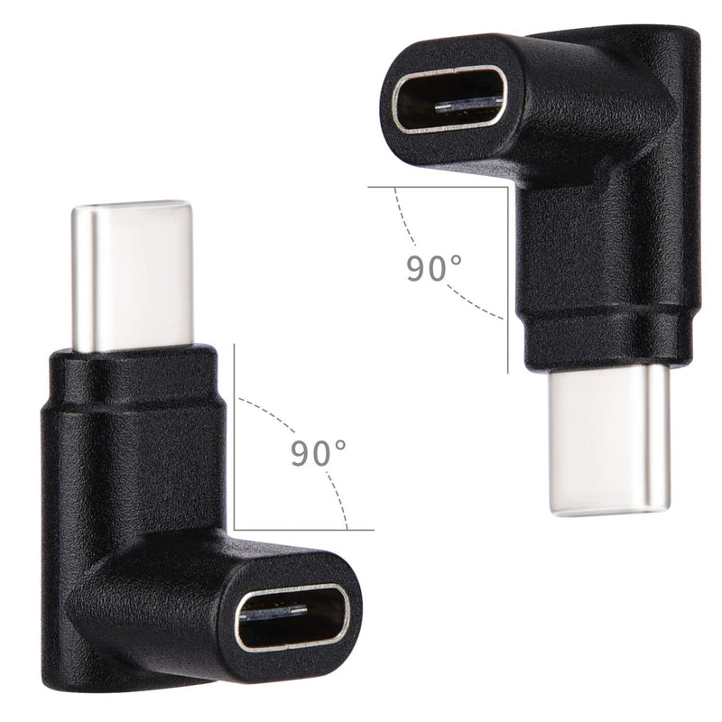  [AUSTRALIA] - Cellularize USB C Up & Down Adapter (2 Pack) PD 100W 90 Degree Right Angle Quick Charge Low Profile Extender USB Type C Male to Female for Thunderbolt 3 MacBook, Nintendo Switch Black 2 Pack
