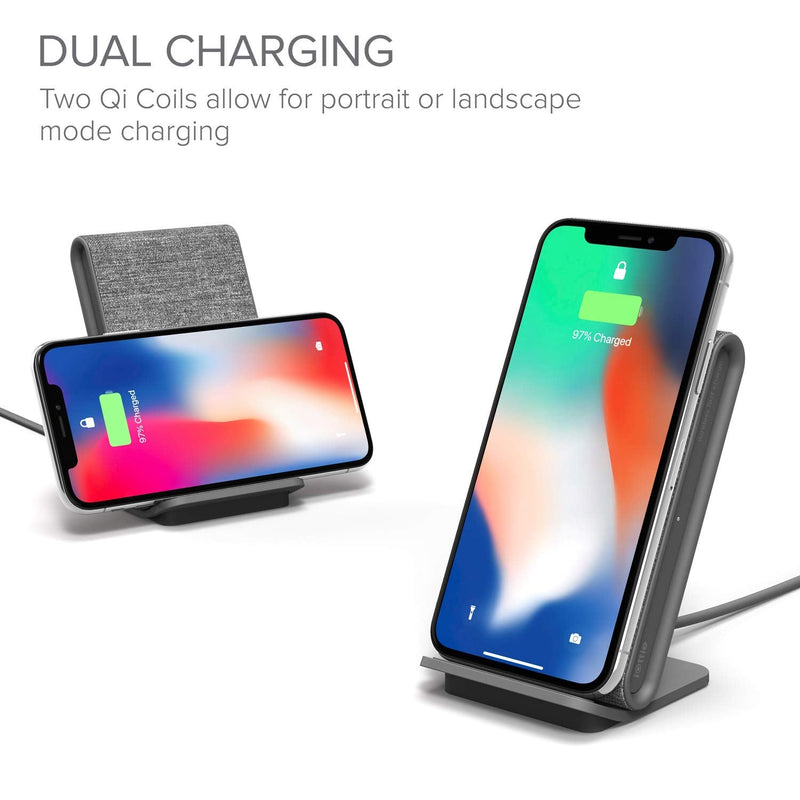  [AUSTRALIA] - iOttie Ion Wireless Fast Charging Stand, Qi-Certified Charger 7.5W for IPhone XS Max R 8 Plus 10W for Samsung S9 Note 9, Includes USB C Cable & AC Adapter, Ash iON Stand