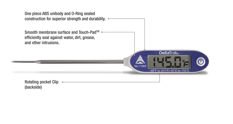 DeltaTrak 11063 FlashCheck Jumbo Display Auto-Cal Needle Probe Thermometer - LeoForward Australia