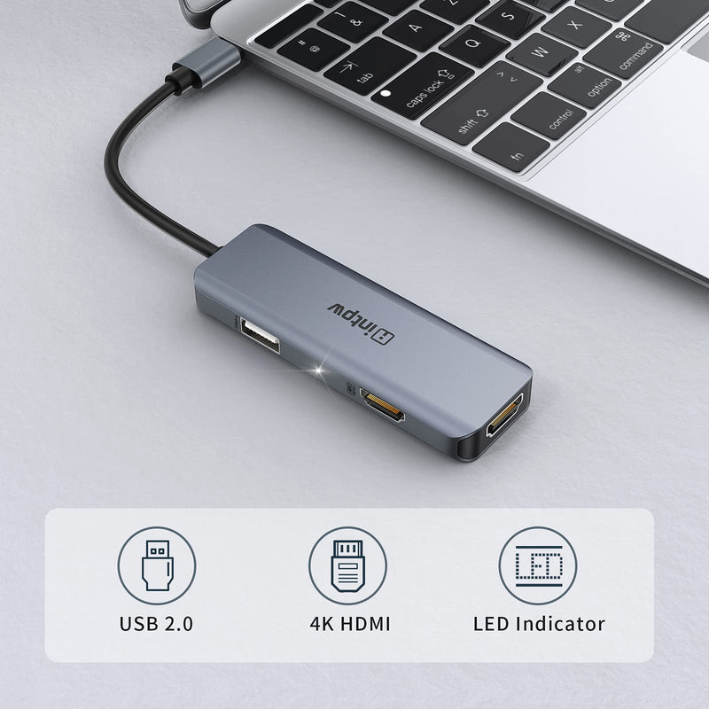  [AUSTRALIA] - USB C to Dual HDMI Adapter 4K@60hz, Intpw 3 in 1 Type C to HDMI Thunderbolt 3 Dock for Splitter Extended Display Compatible for MacBook Pro/Mac,USB C Adapter