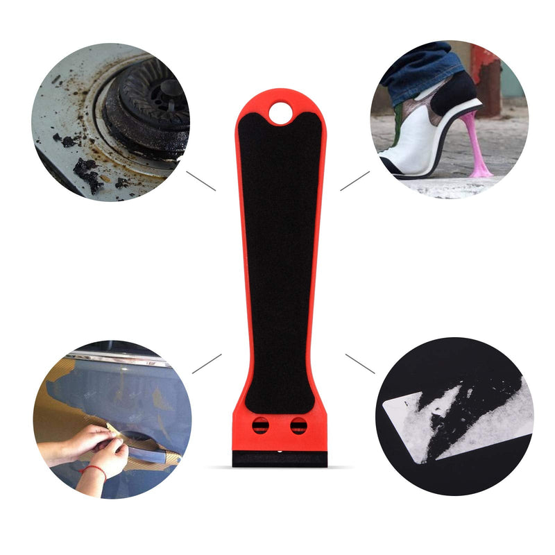  [AUSTRALIA] - FOSHIO 6 Inch Plastic Scraper with 20 PCS Plastic Razor Blades, Scraper Tool for Sticker, Gasket, Label Remover (Red) Red
