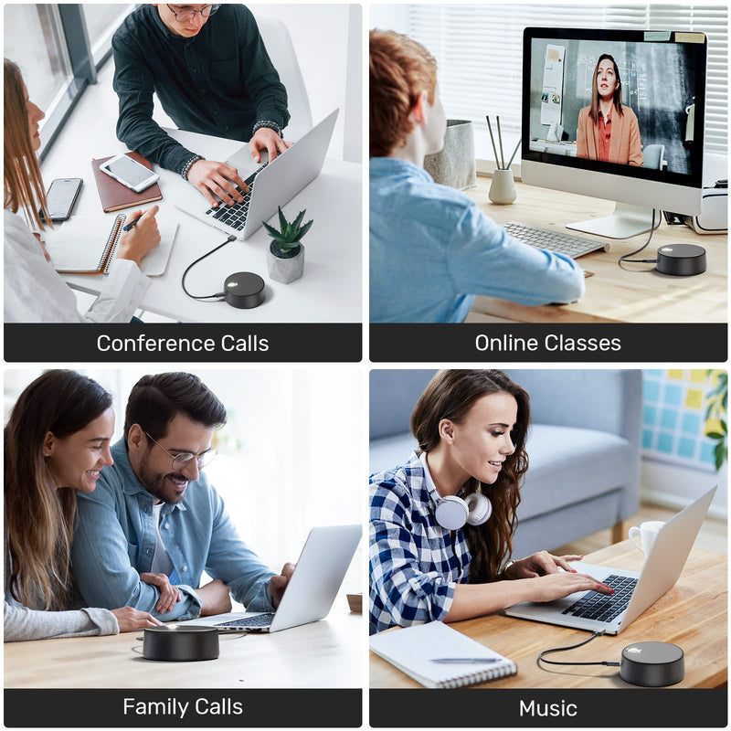  [AUSTRALIA] - ROFALL USB Computer Speakers with Microphone, PC Laptop Speaker with Mic, 3 Sound Modes, Hand Free Enhanced Voice Pick up, Compatible with Zoom for Personal Call and Home Office Meeting