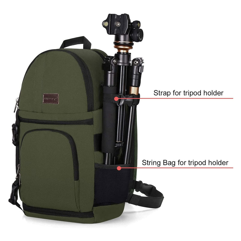  [AUSTRALIA] - MOSISO Camera Sling Bag, DSLR/SLR/Mirrorless Camera Case Shockproof Photography Camera Backpack with Tripod Holder & Removable Modular Inserts Compatible with Canon/Nikon/Sony/Fuji, Army Green