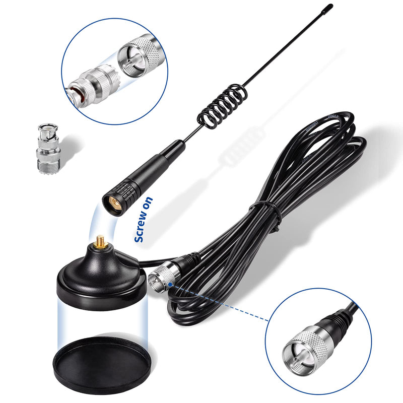  [AUSTRALIA] - Bingfu CB Antenna 27MHz CB Radio Antenna Magnetic Base Handheld CB Antenna PL259 & BNC Male Compatible with Cobra Midland Uniden Maxon President Vehicle Car Truck Mobile CB Radio Handheld CB Radio