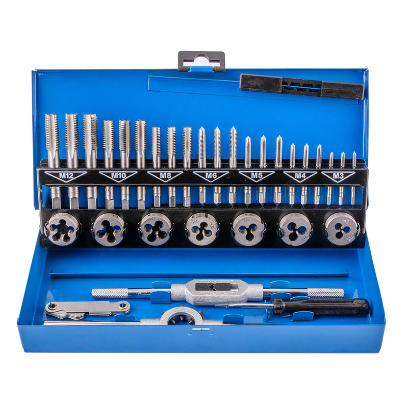  [AUSTRALIA] - Gunpla thread cutter set professional 32 pieces. Metric M3-M12 Thread Cutter Drill Tool Set for Fine Thread Blue