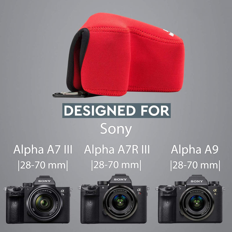  [AUSTRALIA] - MegaGear Ultra Light Neoprene Camera Case Compatible with Sony Alpha A7 III, A7R III, A9 (28-70mm) Red