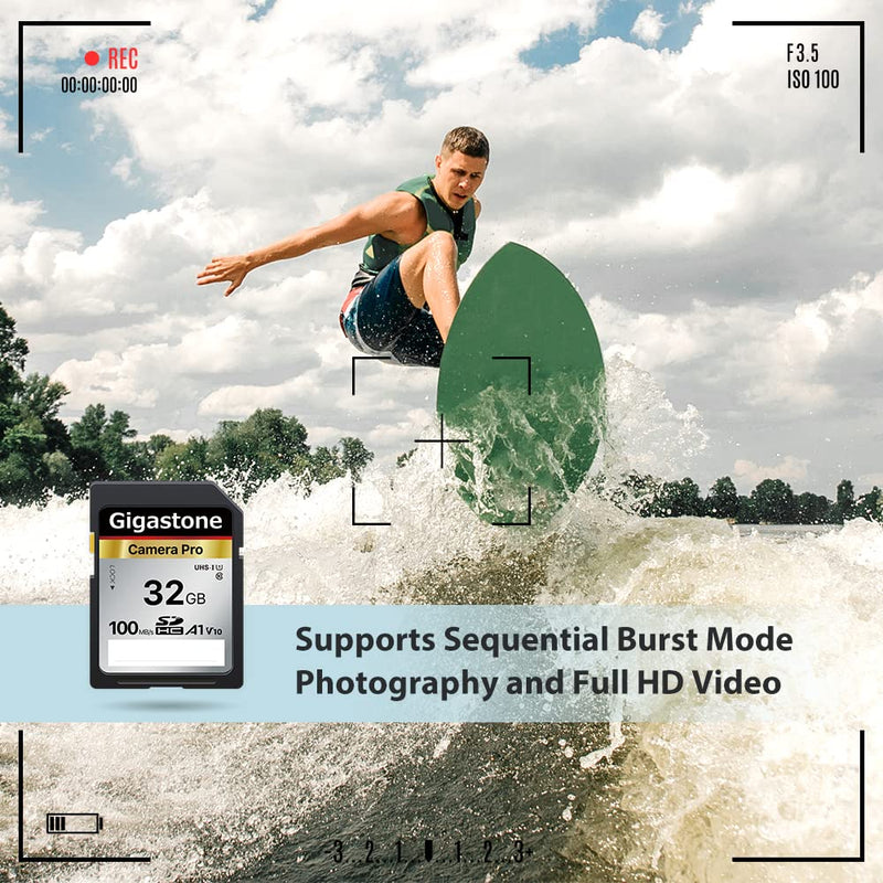  [AUSTRALIA] - Gigastone 32GB 2-Pack SD Card, Camera Pro, A1 V10 SDHC Memory Card High Speed Full HD Video Compatible with Canon Nikon Sony Pentax Kodak Olympus Panasonic Digital Camera, with 2 Mini Cases SD 32GB A1 V10 2PK