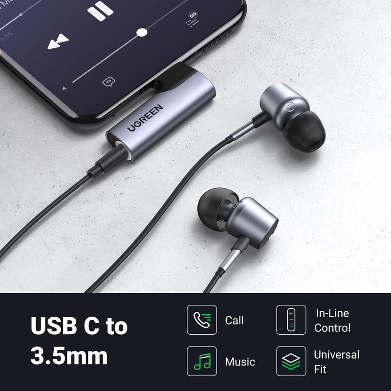  [AUSTRALIA] - UGREEN USB C to 3.5mm Audio Adapter Type C Aux Headphone Jack DAC Stereo Mic HiFi Right Angle Earphone Dongle Compatible with iPad Pro Air 5 4 Mini 6, Galaxy S23 Ultra S22 S21 S20, Pixel 7 Pro, Gray