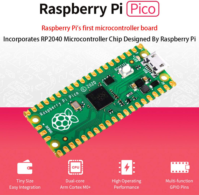  [AUSTRALIA] - BFab, Raspberry Pi Pico with Pre-Soldered Color Header Microcontroller Development Board,Based on Raspberry Pi RP2040 Chip,Dual-Core ARM Cortex M0+ Processor Pico with Color Header