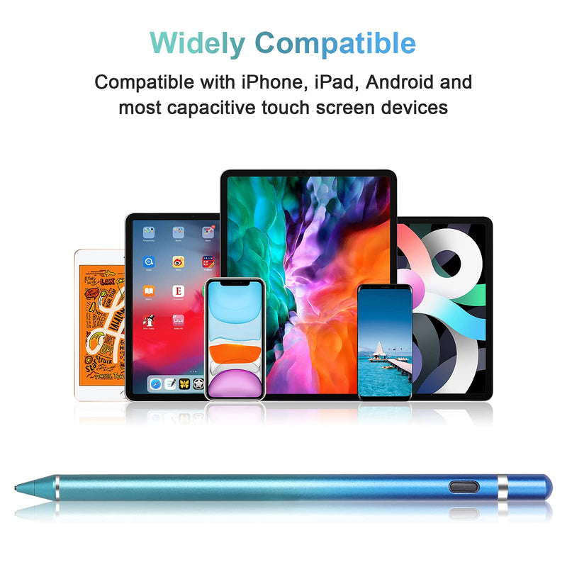 Active Stylus Digital Pen for Touch Screens, Rechargeable 1.5mm Fine Point Stylus Smart Pencil Compatible with Most Tablet with Glove (Gradient Blue) Gradient Blue - LeoForward Australia