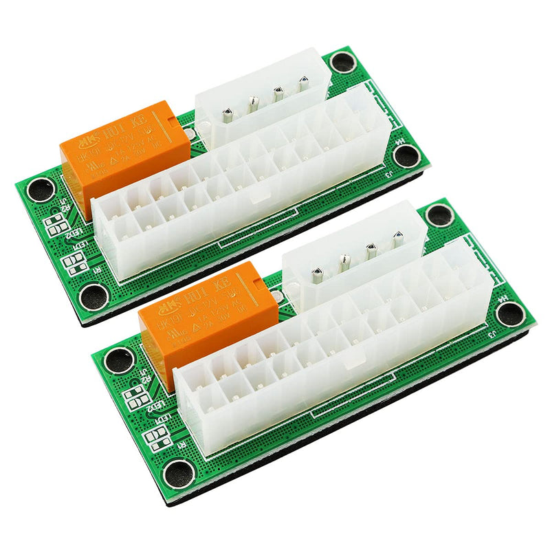  [AUSTRALIA] - ZYAMY 2pcs Add2psu ATX 24 pin to Molex 4Pin Connector Dual PSU Multiple Power Supply Adapter Dual Synchronous Boot Card