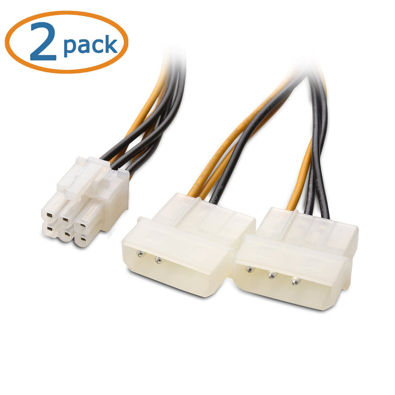 Cable Matters 2-Pack 6 Pin PCIe to Molex Power Cable, 2 Molex to 6 Pin PCIe - 6 Inches - LeoForward Australia