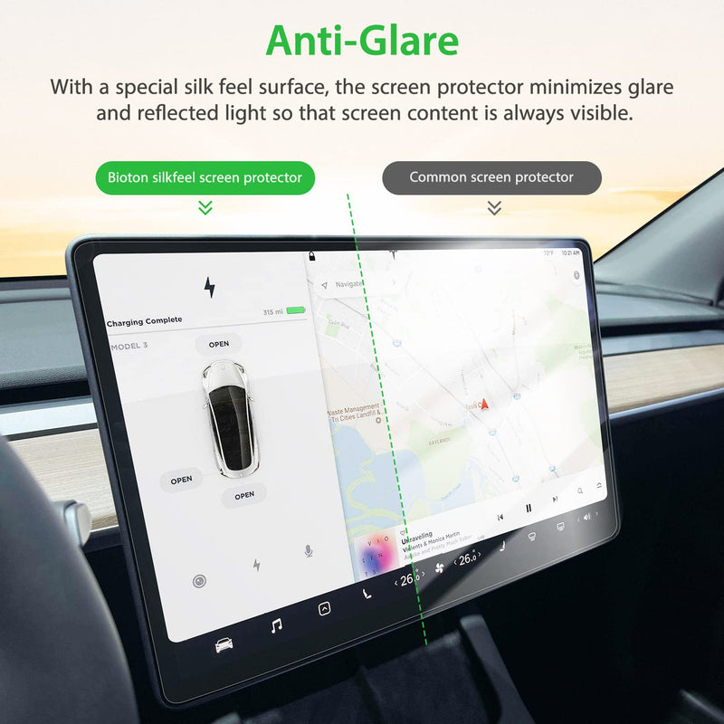  [AUSTRALIA] - Bioton Silkfeel Glass Screen Protector designed for Tesla Model 3 / Y Center Control Touchscreen [Automatic Alignment] [Anti Glare] [9H Hardness]