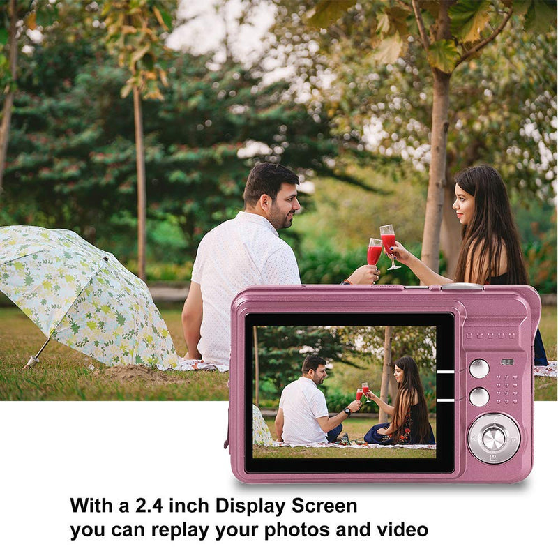  [AUSTRALIA] - Digital Camera,2.4 Inch FHD Pocket Cameras Rechargeable 24MP Camera for Backpacking with 8X Digital Zoom Compact Cameras for Photography with sd Card 32GB Pink