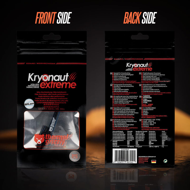  [AUSTRALIA] - Thermal Grizzly Kryonaut Extreme Bundle The High Performance Thermal Paste for Cooling All Processors, Graphics Cards, Heat Sinks in Computers & Consoles Includes Extra Cloth, Pads & Spatula (2 Gram)