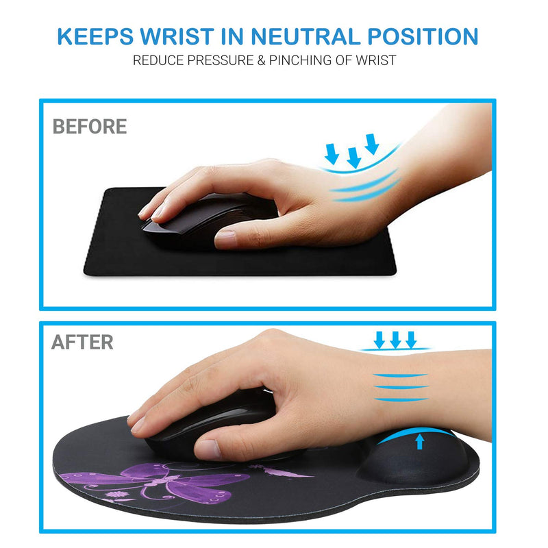 Wrist Rest Support Mouse Pad - Ergonomic Mouse Pad,Memory Foam Mice Mat for Office Work Computer Gaming by RICHEN Nice Butterfly - LeoForward Australia