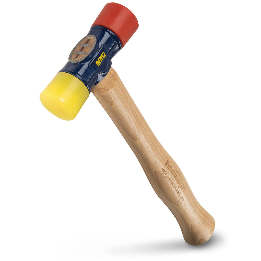  [AUSTRALIA] - Estwing - DFH-12 Rubber Mallet - 12 oz Double-Face Hammer with Soft/Hard Tips & Hickory Wood Handle - DFH12,Black Red & Yellow 1