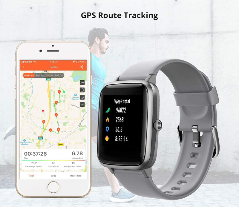  [AUSTRALIA] - Fitness Tracker, Smart Watch Step Trackers with Heart Rate Monitor, IP68 Waterproof Fitness Watch Activity Tracker Sleep Monitoring, Calorie Counter, Pedometer for Men Women Gray